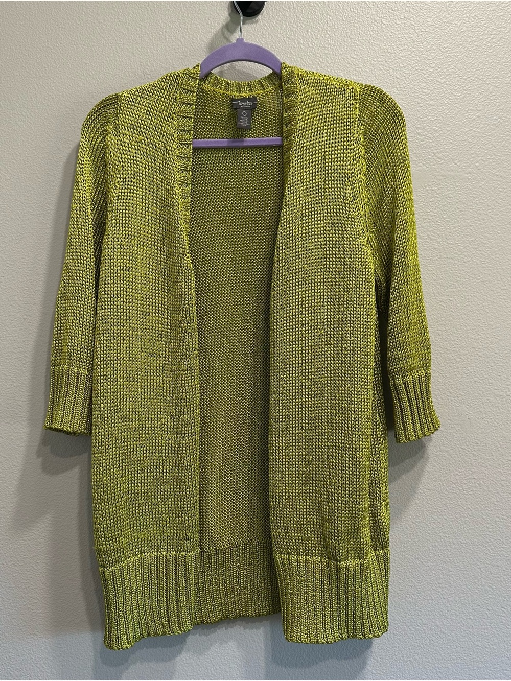 Travelers by Chico’s Olive-Green Open Cardigan Sweater,size small